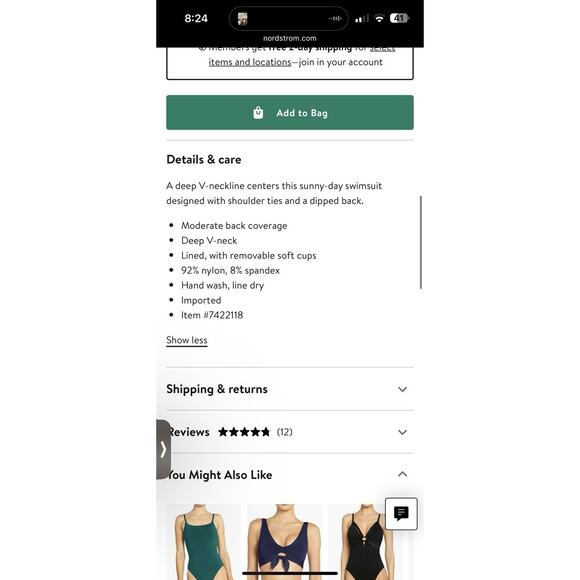 ROBIN PICCONE Aubrey One-Piece Swimsuit Size 6 Cyan Blue Plunging V-Worn once - Picture 6 of 16